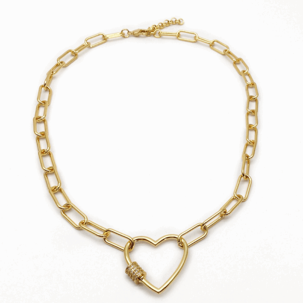 Gold Heartlock Big Link Necklace