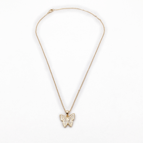 Gold Diamante Butterfly Necklace