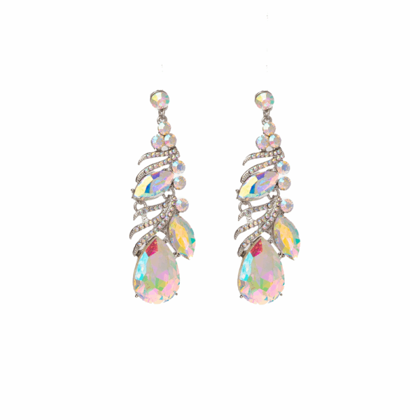 MultiColor Slim Diamante Statement Earring - Image 3