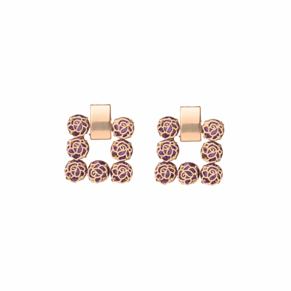Gold Filigree Floral Square Earrings