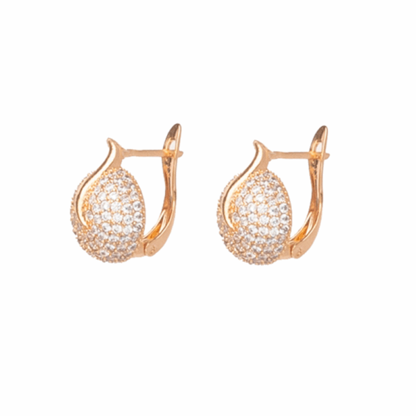 Gold Cubic Zirconia Ball Stud Earrings