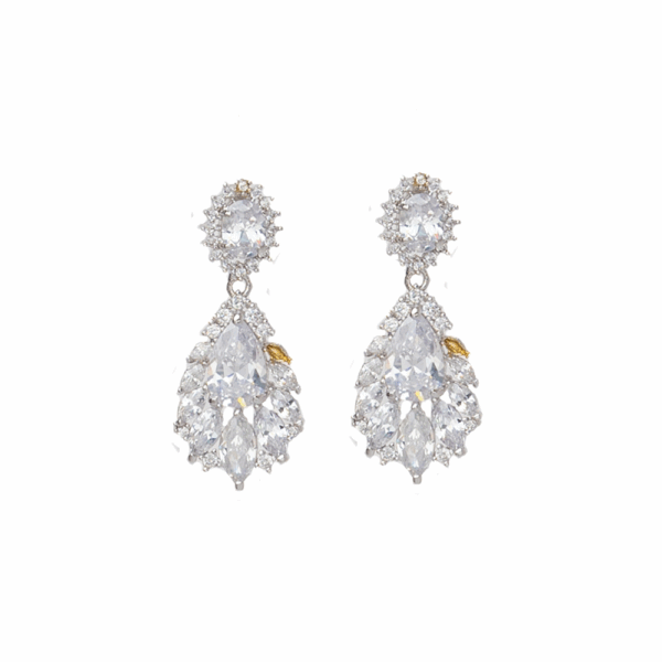 Gold Floral Diamante Statement  Earring - Image 2