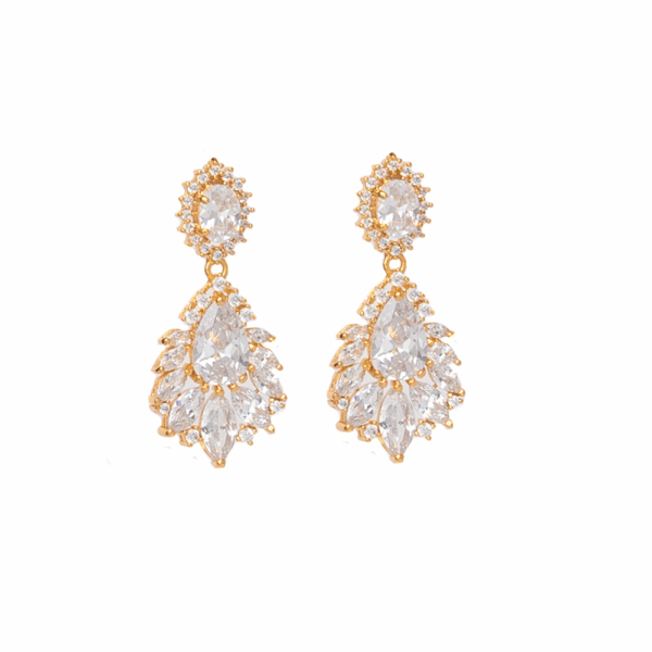 Gold Floral Diamante Statement  Earring