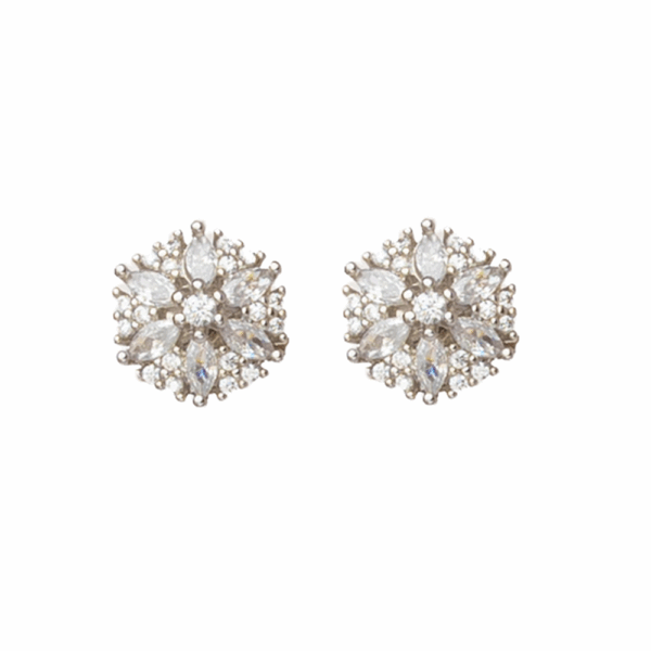 Gold Faceted Crystal Stud Earrings - Image 2