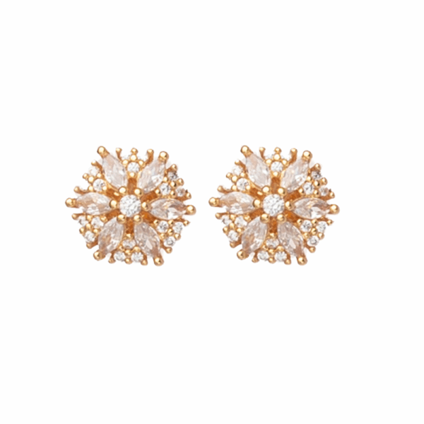Gold Faceted Crystal Stud Earrings