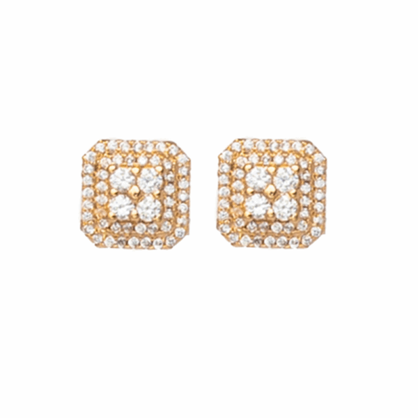 Gold Square Crystal Stud Earrings