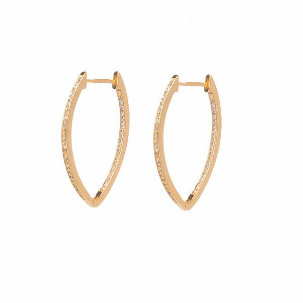 Gold Cubic Zirconia V- Point Earrings