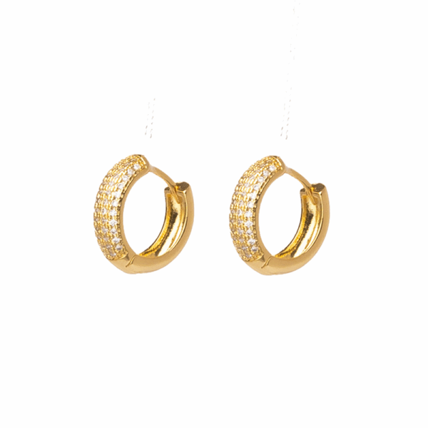 Gold Cubic Zirconia Rounded Ear Hug Hoop