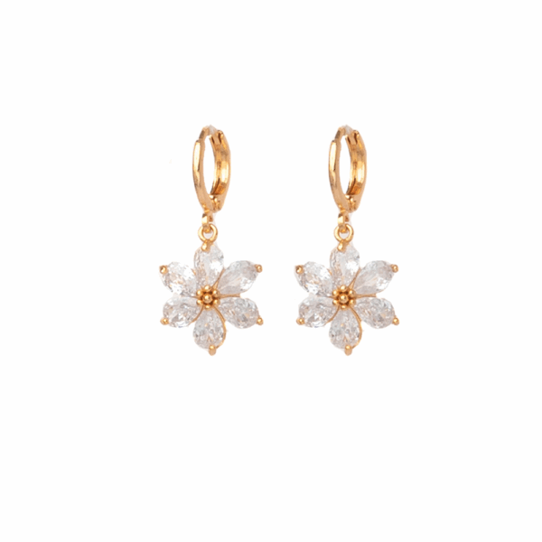 Gold Diamante Flower Drop Earring