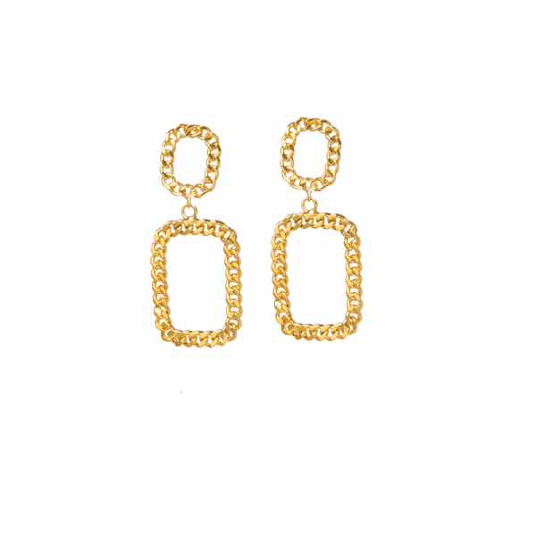 Gold Chain Link Square Earrings