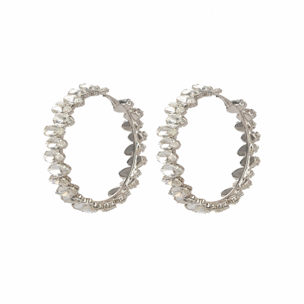 Gold Faceted Gems Hoop Earrings - Image 2