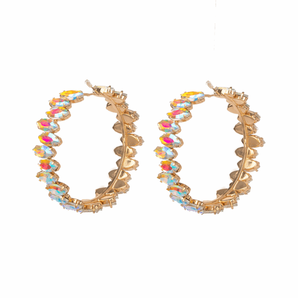 Gold Faceted Gems Hoop Earrings