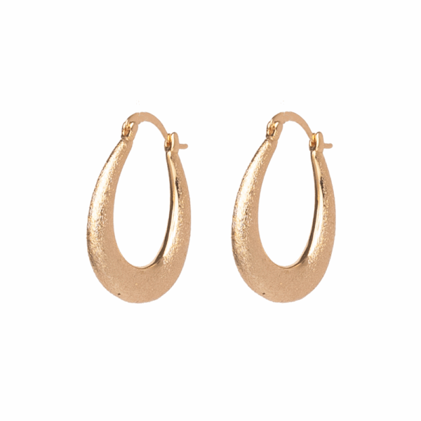 Gold Sanded Puffy Hoop Earrings