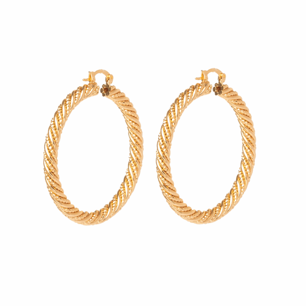 Gold Woven Hoop Earrings 60mm