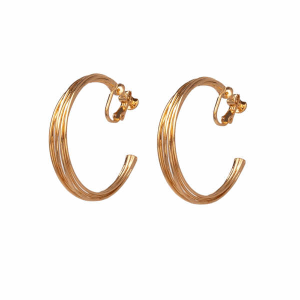 Gold Multi Lines Hoop Earrings