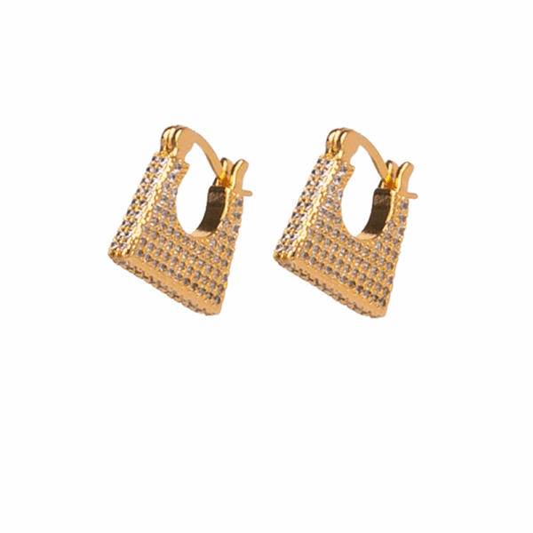 Silver Geometric Small Hoop Earrings - Image 2