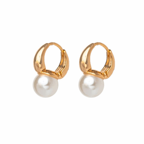 Gold Rounded Pearl Bottom Earrings