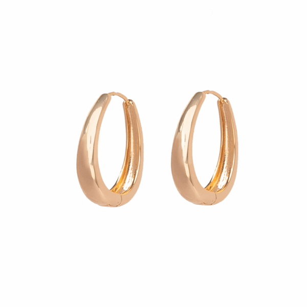 Gold Rounded Elongated Hoop Earrings