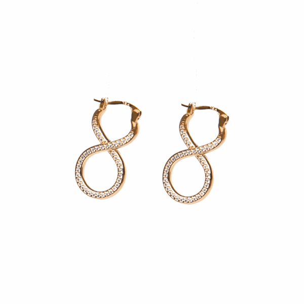 Gold Twisted Cubic Zirconia Loop Earrings