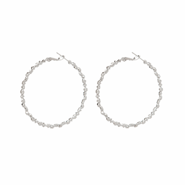 Gold Textured Hoop Earrings 70mm - Image 2