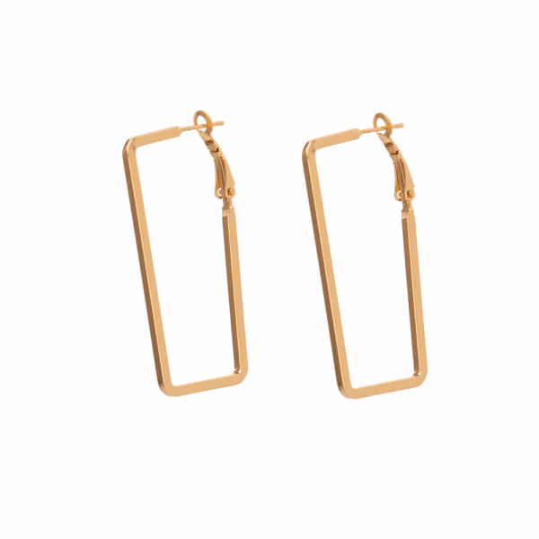 Gold Slim Rectangle Hoop Earrings