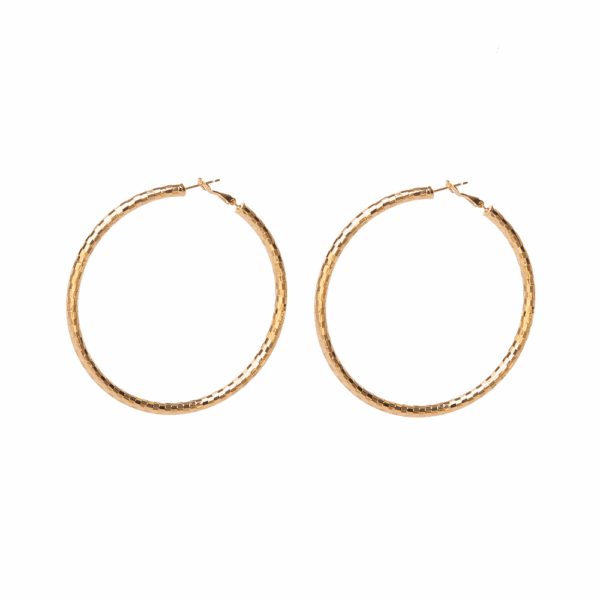 Gold Etched Hoop Earrings 90mm
