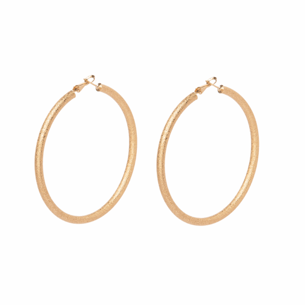 Gold Sanded Texture Hoop Earrings