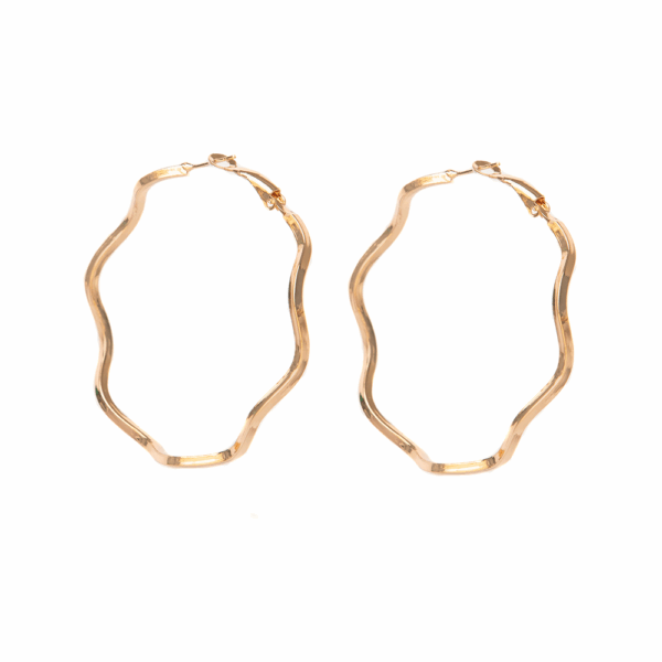 Silver Petal Outline Hoop Earrings 60mm - Image 2