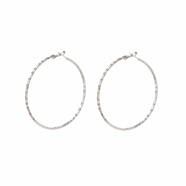 Gold Etched Classic Hoop Earrings 70mm - Image 2