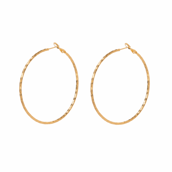 Gold Etched Classic Hoop Earrings 70mm