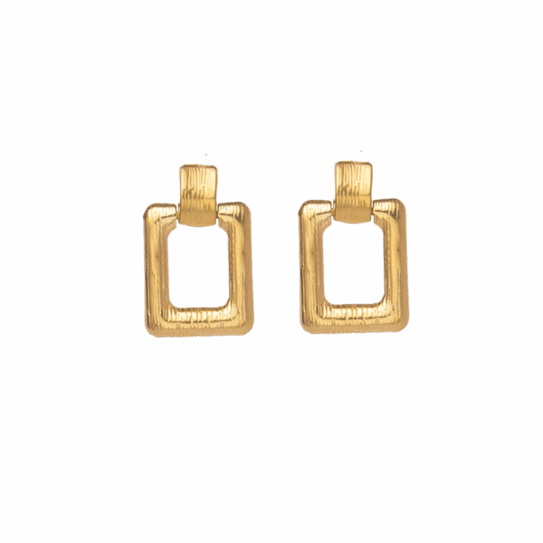 Gold Brushed Open Cut Square Drops  Stainless Steel