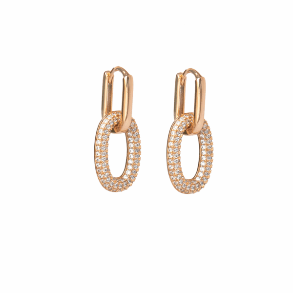 Gold Cubic Zirconia Oval Drop Earrings