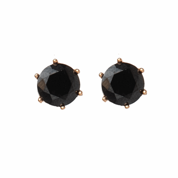 Gold Black Crystal Stone Stud Earrings