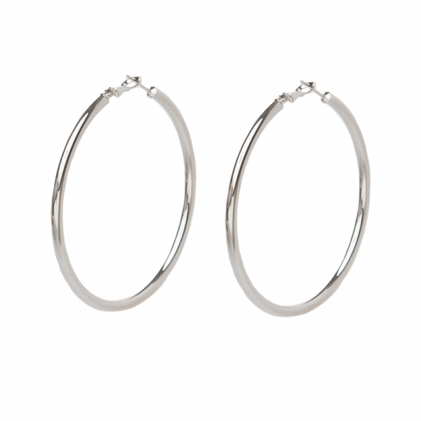 Silver Classic Hoop Earrings 70mm