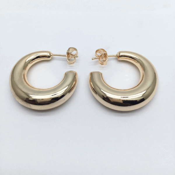 Gold Thick Puffy Hoop Earrings