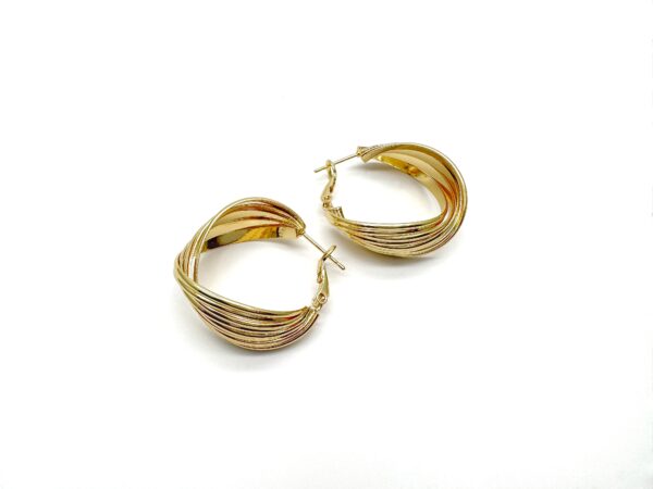 Gold Twisted Fused Lines Hoop Earrings