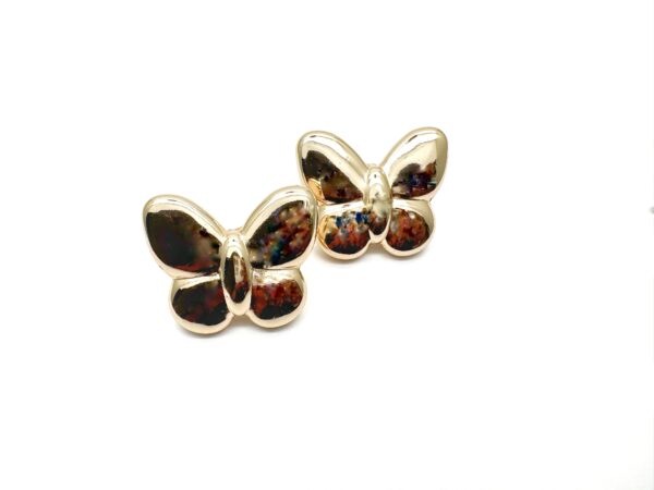 Gold Puffy Butterfly Earrings