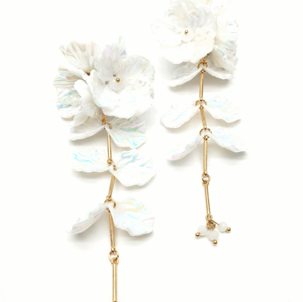 White Acrylic Statement Drop Earrings