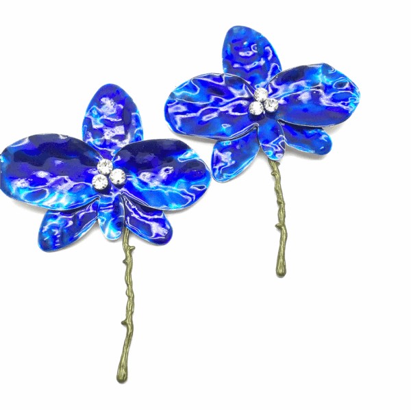 Blue Acrylic Flower Statement Earrings