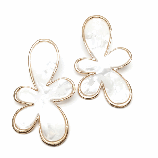 White Acrylic Textured Stud Earrings