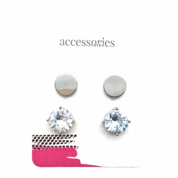 Stainless Steel Crystal Mix Magnetic Studs 2piece 10mm