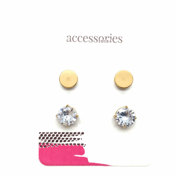 Stainless Steel Crystal Mix Magnetic Studs 2piece 8mm