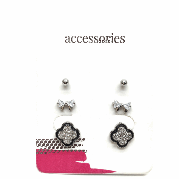 Silver Diamante Stud 3 Piece set JNL - Image 2
