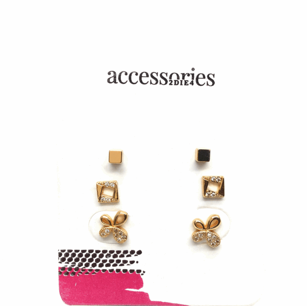 Silver Diamante Stud 3 Piece set JNL - Image 3