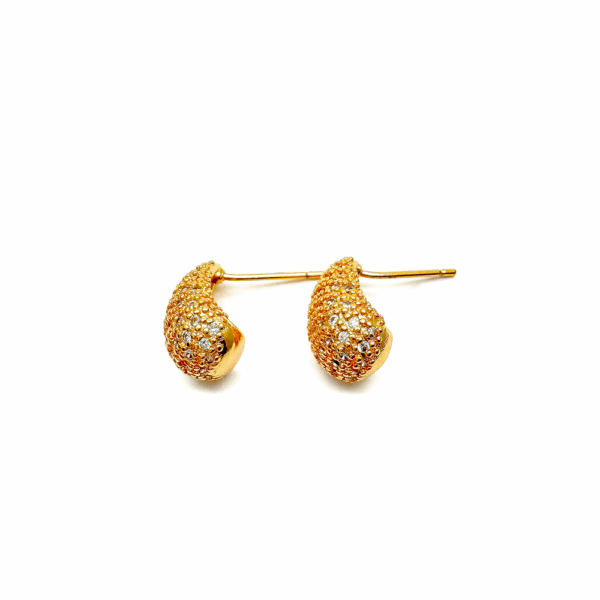 Gold Cubic Zirconia Bubble Stud Earring