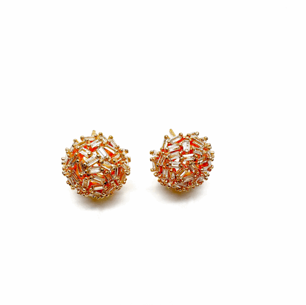 Silver Diamante Shards Ball Stud Earrings - Image 2