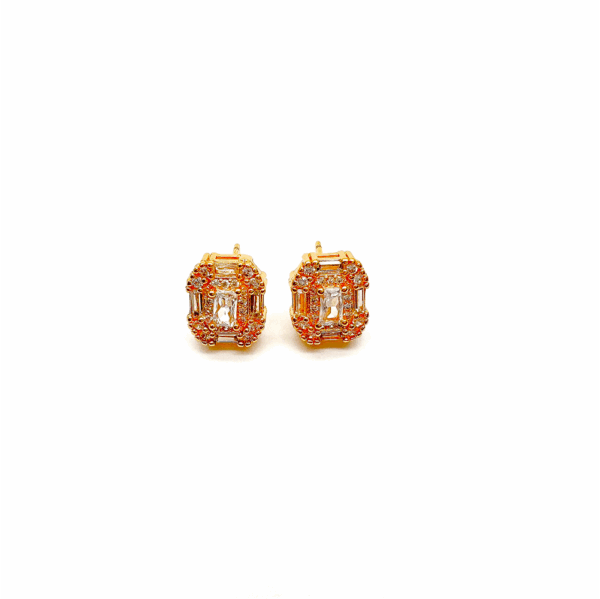 Gold Rectangle Cubic Zirconia Geo Stud - Image 2