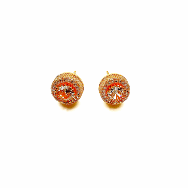 Gold Cubic Zirconia Raised Stud Earrings