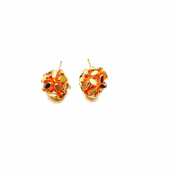 Gold Textured Hollow Ball Earrings