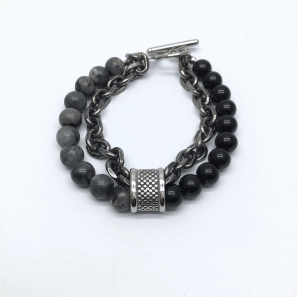 Bali Bead and Steel Toggle Bracelet